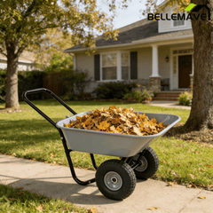 Bellemave® Garden Cart Wheelbarrow, Outdoor Utility Wagon with 10" Pneumatic Tires for Gardening, Warehouse - Bellemave