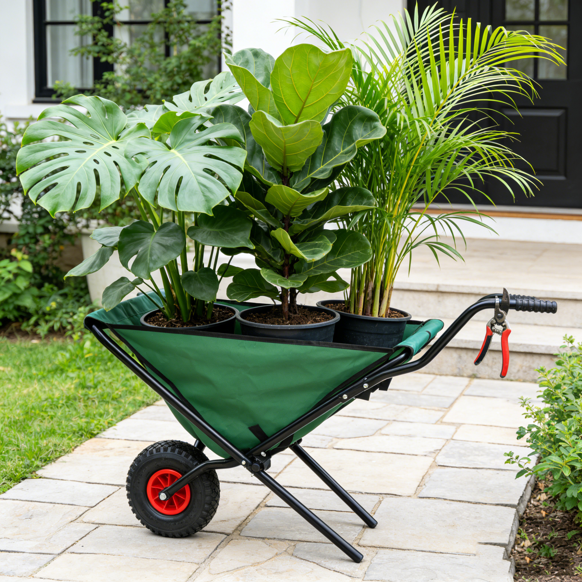 Bellemave® Garden Cart Wheelbarrow, Outdoor Utility Wagon with 10" Pneumatic Tires for Gardening, Warehouse - Bellemave