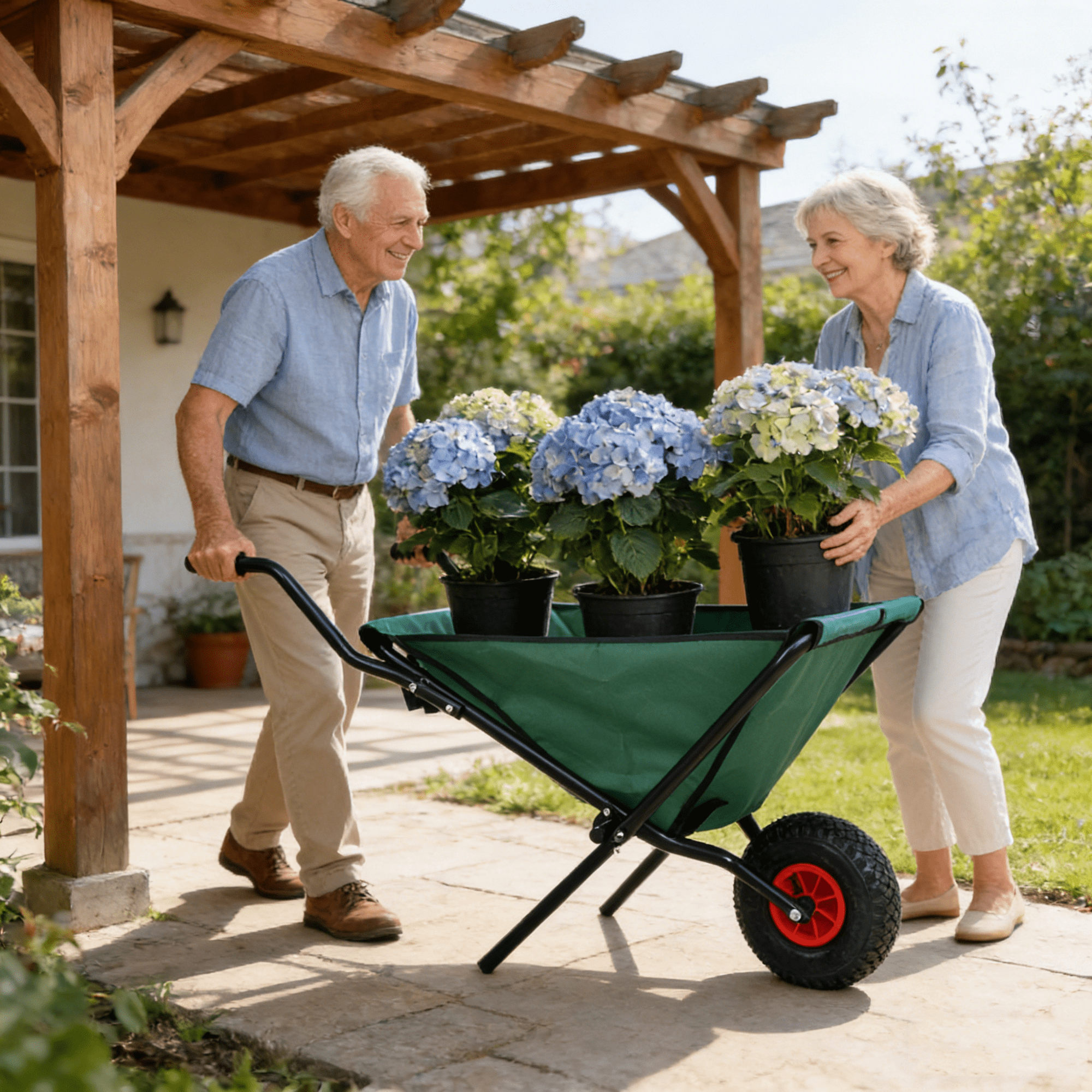 Bellemave® Garden Cart Wheelbarrow, Outdoor Utility Wagon with 10" Pneumatic Tires for Gardening, Warehouse - Bellemave
