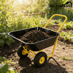 Bellemave® Garden Cart Wheelbarrow, Outdoor Utility Wagon with 10" Pneumatic Tires for Gardening, Warehouse - Bellemave