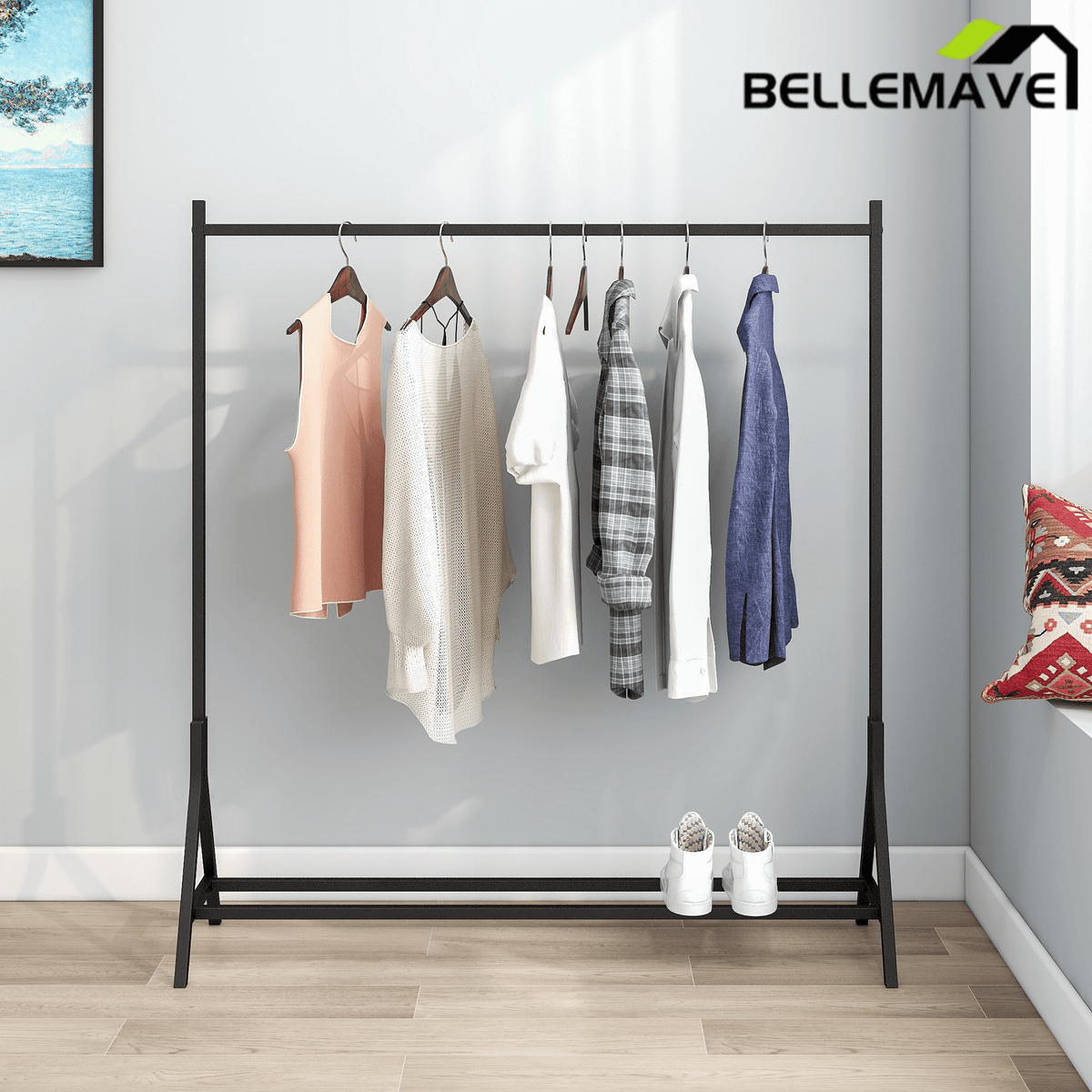 Bellemave® Garment Rack Freestanding Hanger Multi - functional Single pole Bedroom Clothing Rack Bedroom - Bellemave