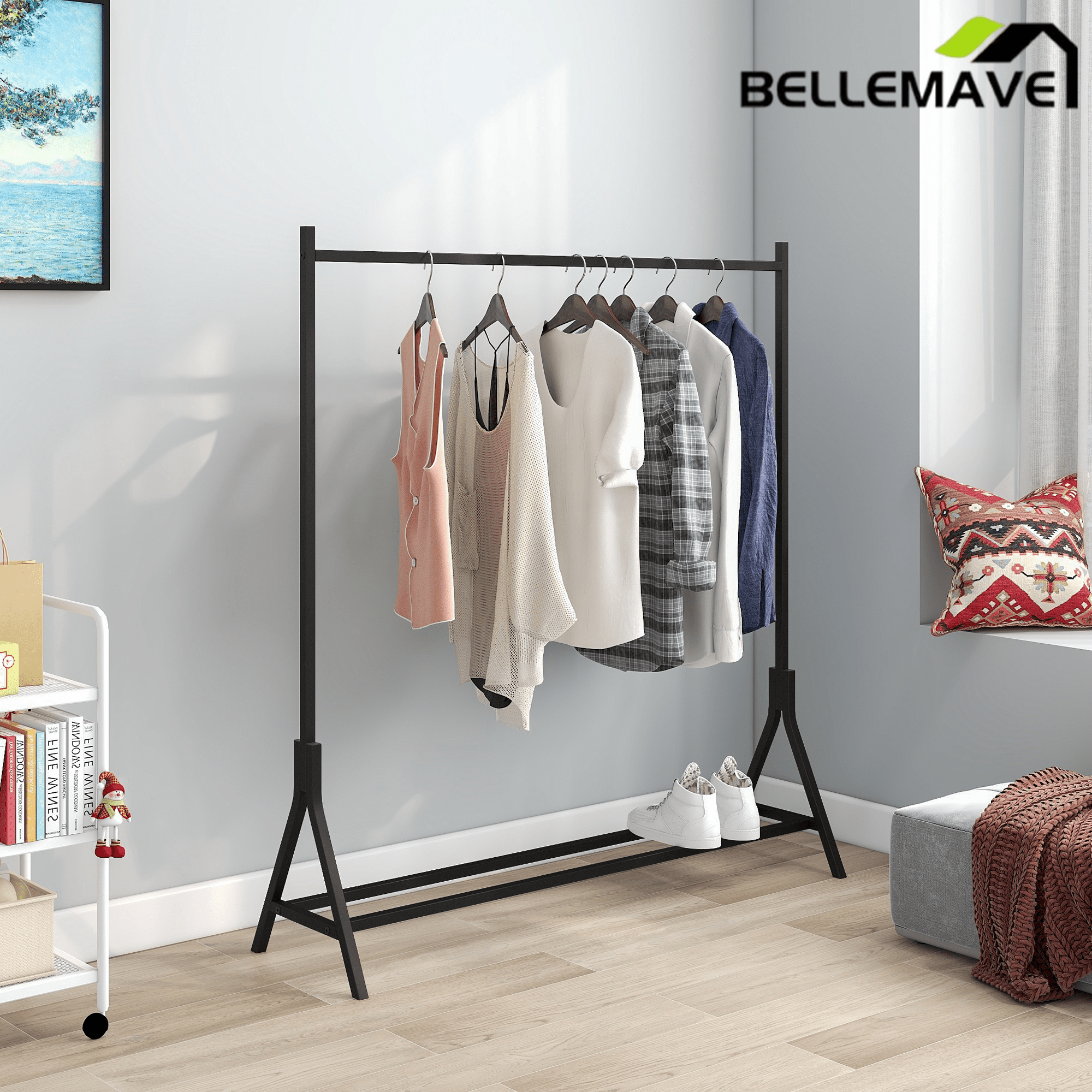 Bellemave® Garment Rack Freestanding Hanger Multi - functional Single pole Bedroom Clothing Rack Bedroom - Bellemave