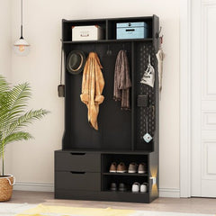Bellemave® Hall Tree with 5 Hooks,Coat Hanger, Storage Bench - Bellemave