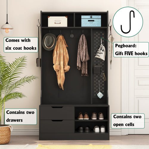 Bellemave® Hall Tree with 5 Hooks,Coat Hanger, Storage Bench - Bellemave
