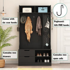 Bellemave® Hall Tree with 5 Hooks,Coat Hanger, Storage Bench - Bellemave