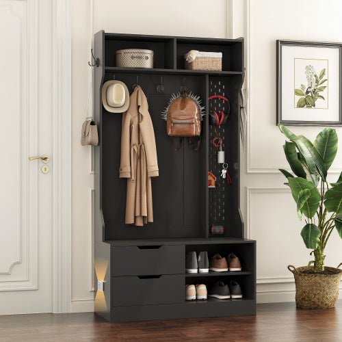 Bellemave® Hall Tree with 5 Hooks,Coat Hanger, Storage Bench - Bellemave