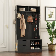 Bellemave® Hall Tree with 5 Hooks,Coat Hanger, Storage Bench - Bellemave