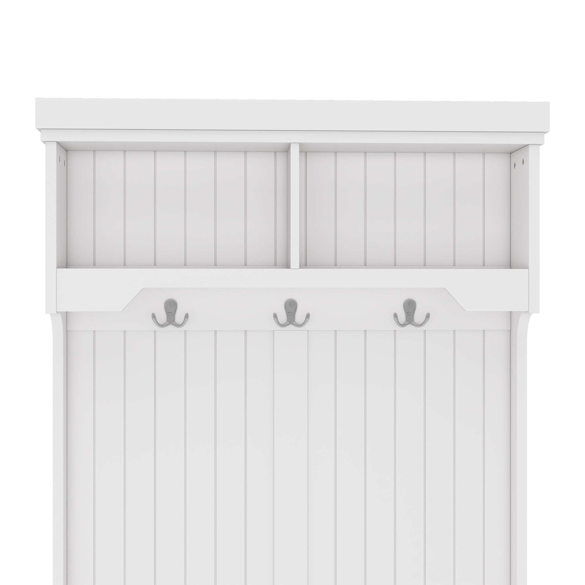 Bellemave® Hall Tree with Bench and Shoe Storage Shelf, Wood Hall Tree with 4 Hooks/Mudroom Bench with Storage and Hooks, Wood Hall Trees for Entryway, Hallway, Living Room, White - Bellemave