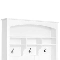 Bellemave® Hall Tree with Bench and Shoe Storage, with 3 Hanging Hooks, Rectangle Storage & Shelves - Bellemave