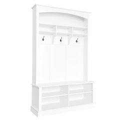 Bellemave® Hall Tree with Bench and Shoe Storage, with 3 Hanging Hooks, Rectangle Storage & Shelves - Bellemave