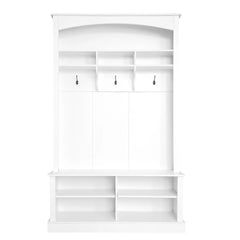Bellemave® Hall Tree with Bench and Shoe Storage, with 3 Hanging Hooks, Rectangle Storage & Shelves - Bellemave