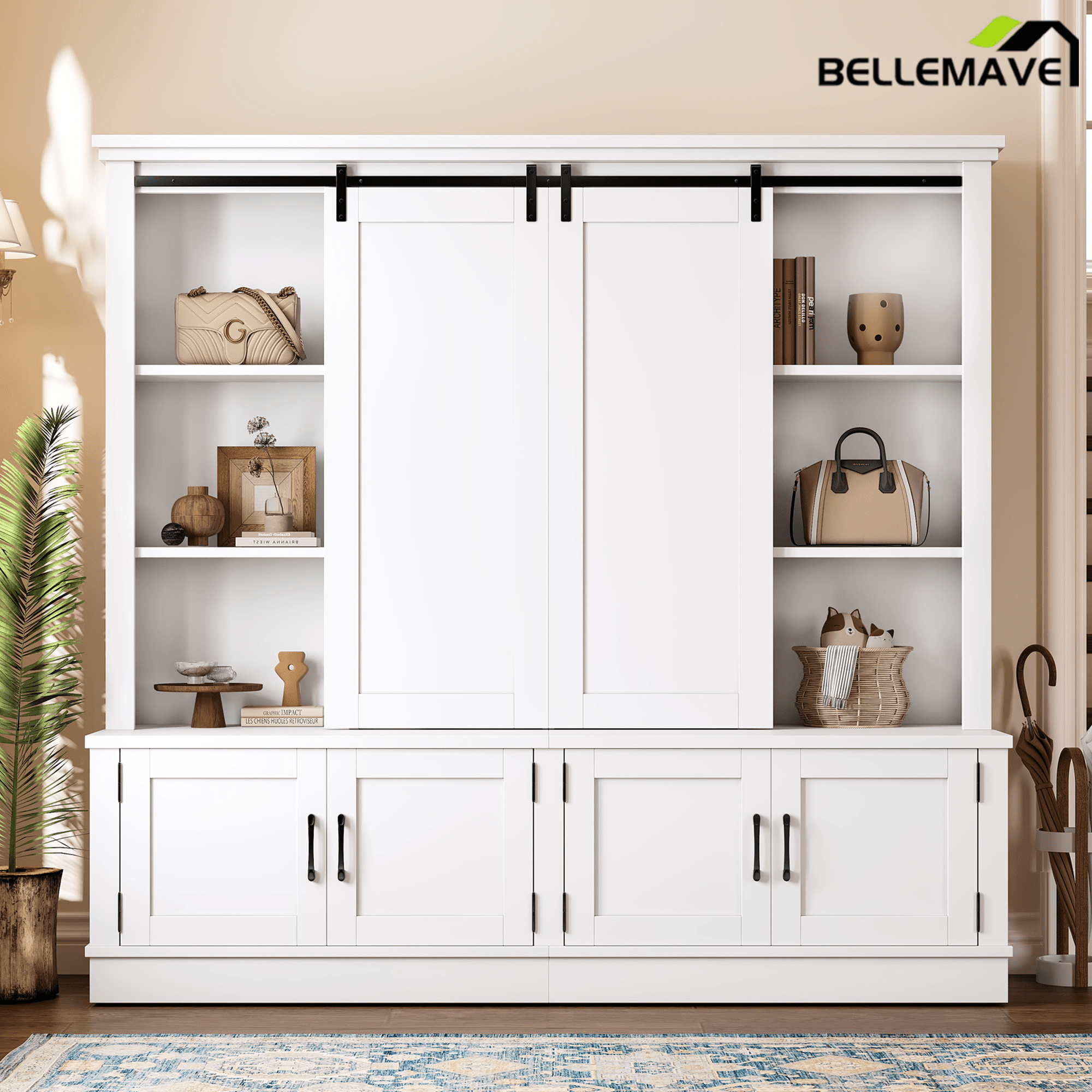 Bellemave® Hall Trees with A Tree - Shaped Entryway Design,Features Sliding Rails Ideal for Living Rooms & Hallways,Blue - Bellemave