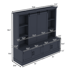 Bellemave® Hall Trees with A Tree - Shaped Entryway Design,Features Sliding Rails Ideal for Living Rooms & Hallways,Blue - Bellemave
