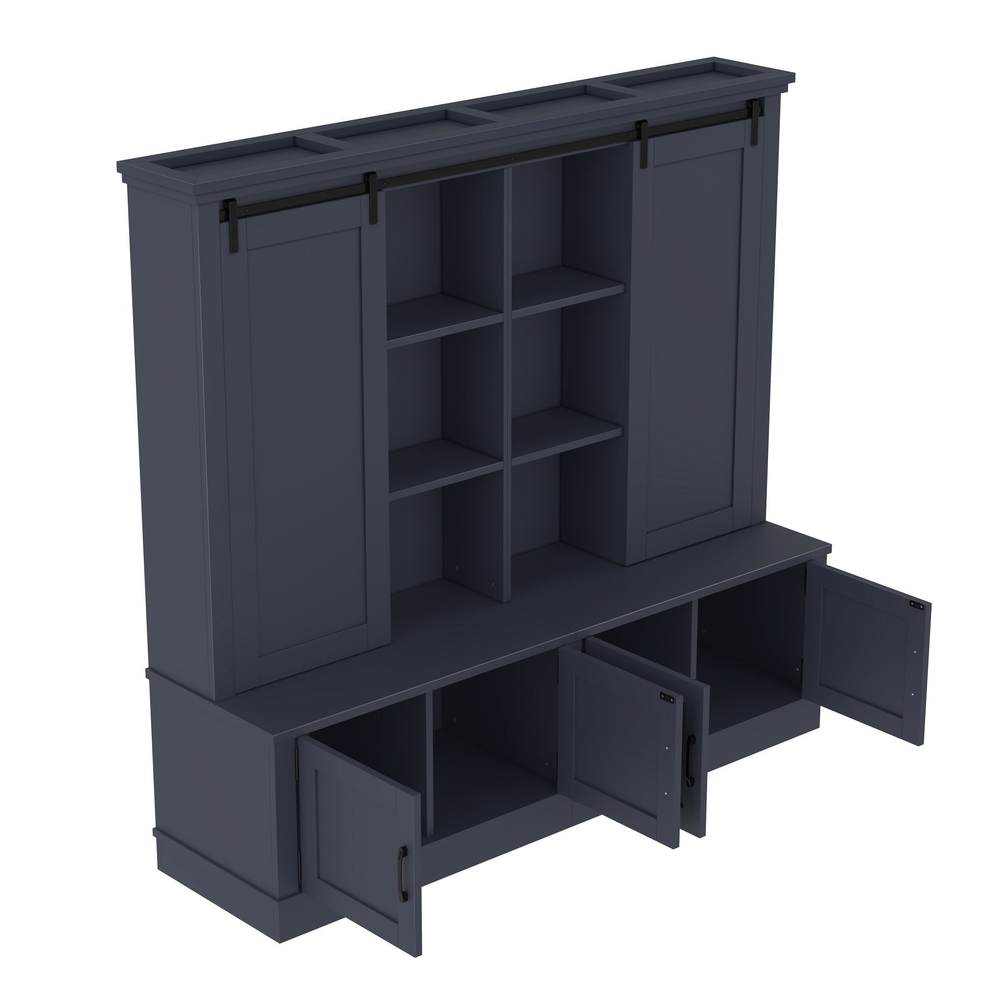 Bellemave® Hall Trees with A Tree - Shaped Entryway Design,Features Sliding Rails Ideal for Living Rooms & Hallways,Blue - Bellemave