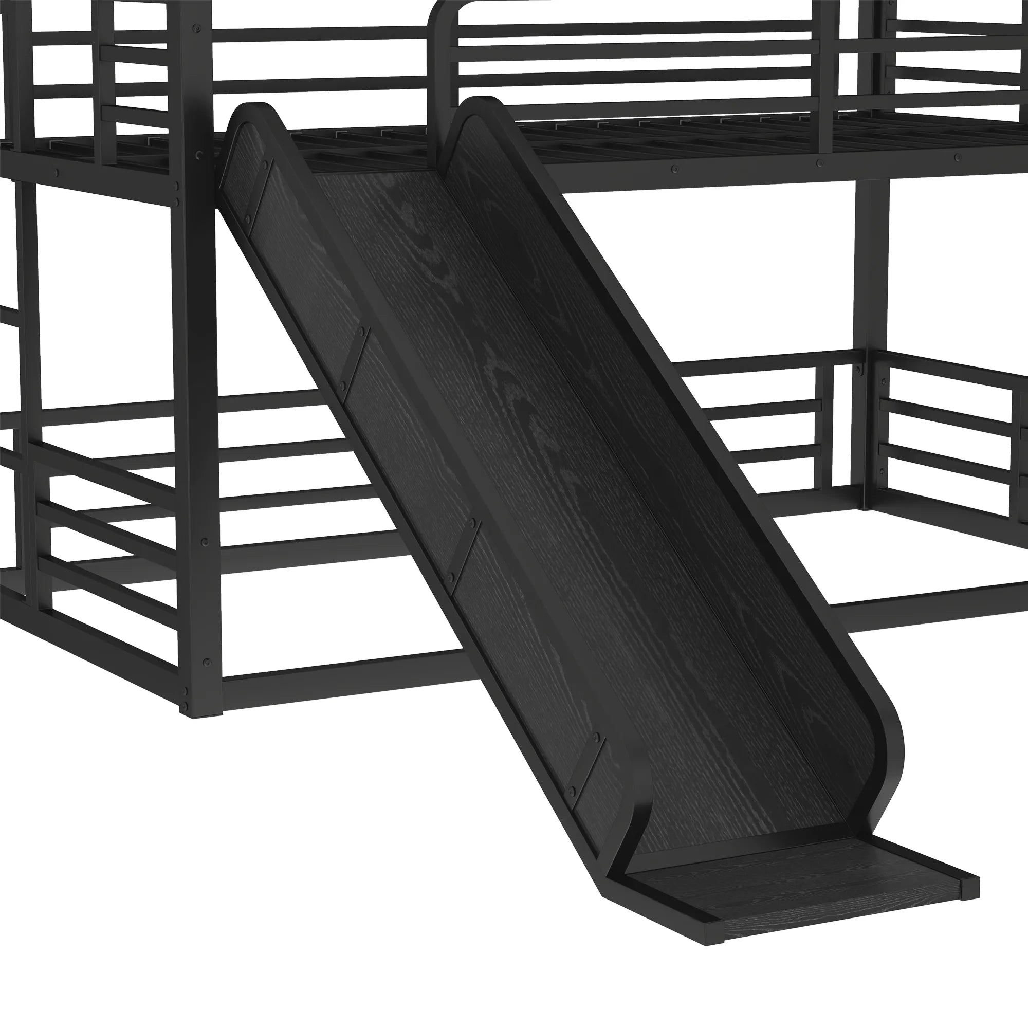 Bellemave® Heavy - duty Metal Triple Bunk Bed with Slide and Safety Guardrails - Bellemave