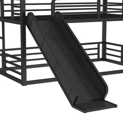 Bellemave® Heavy - duty Metal Triple Bunk Bed with Slide and Safety Guardrails - Bellemave