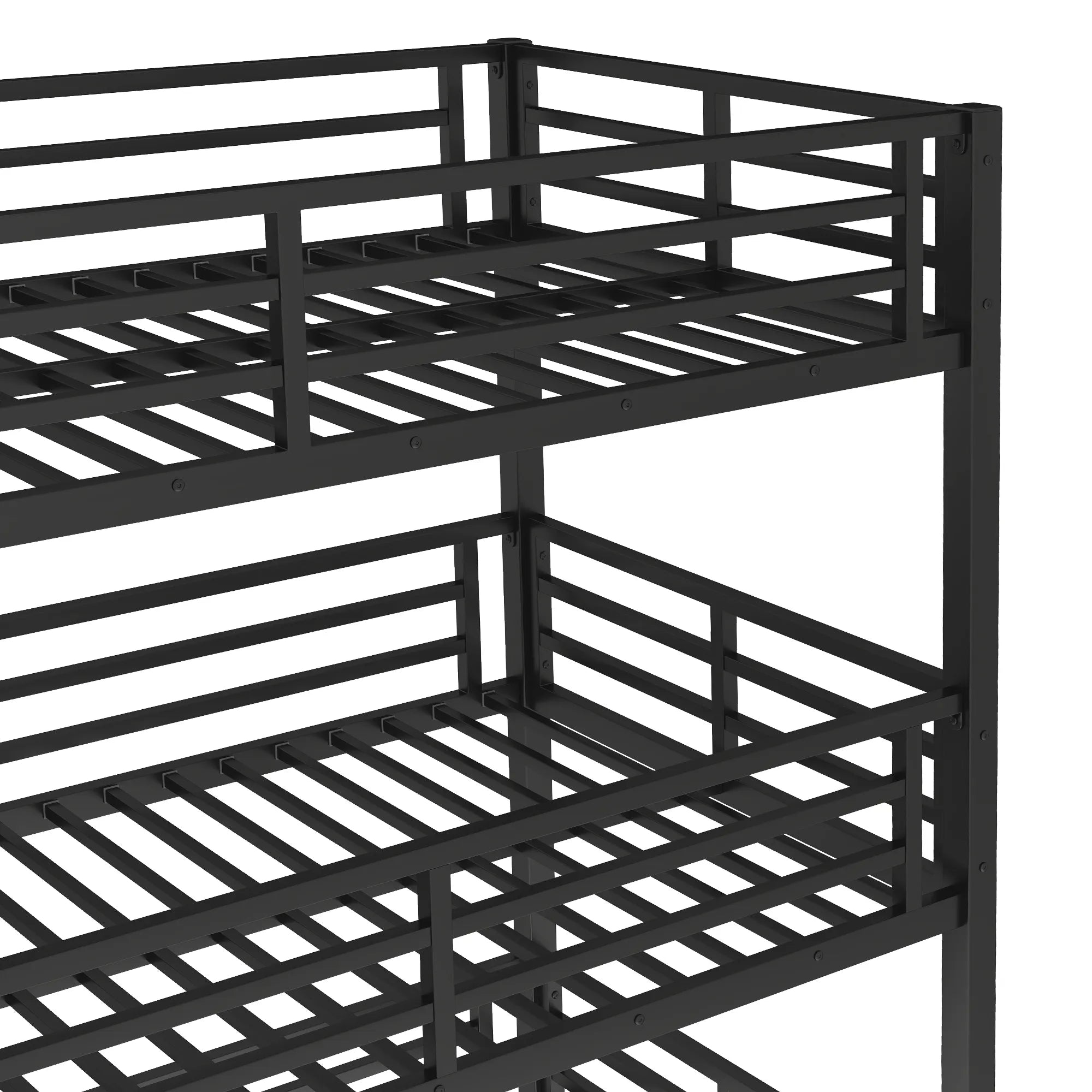 Bellemave® Heavy - duty Metal Triple Bunk Bed with Slide and Safety Guardrails - Bellemave