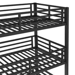 Bellemave® Heavy - duty Metal Triple Bunk Bed with Slide and Safety Guardrails - Bellemave