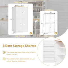 Bellemave® High Freestanding Kitchen Pantry Large Cupboard with 2 Drawers, 2 Adjustable Shelves, 8 Door Shelves - Bellemave