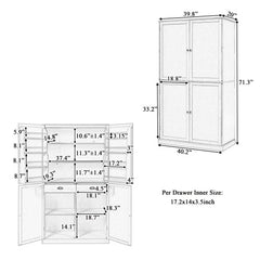 Bellemave® High Freestanding Kitchen Pantry Large Cupboard with 2 Drawers, 2 Adjustable Shelves, 8 Door Shelves - Bellemave