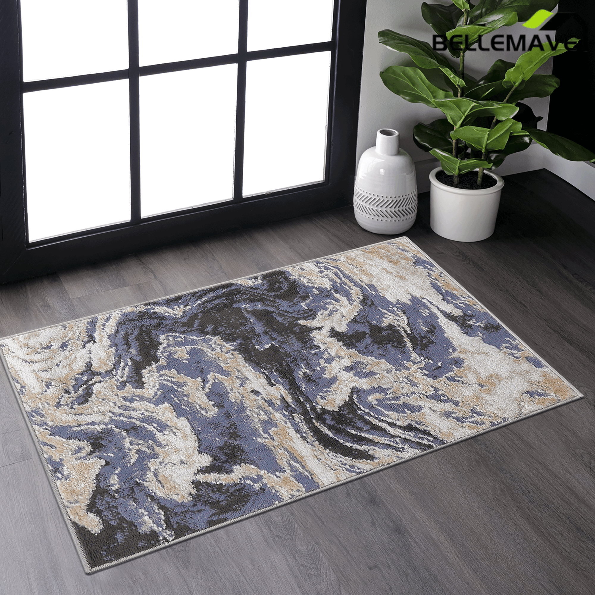 Bellemave® home decor, Collection 5X7 L.Brown /Abstract Non - Shedding Living Room Bedroom Dining Home Office Stylish and Stain Resistant Area Rug - Bellemave