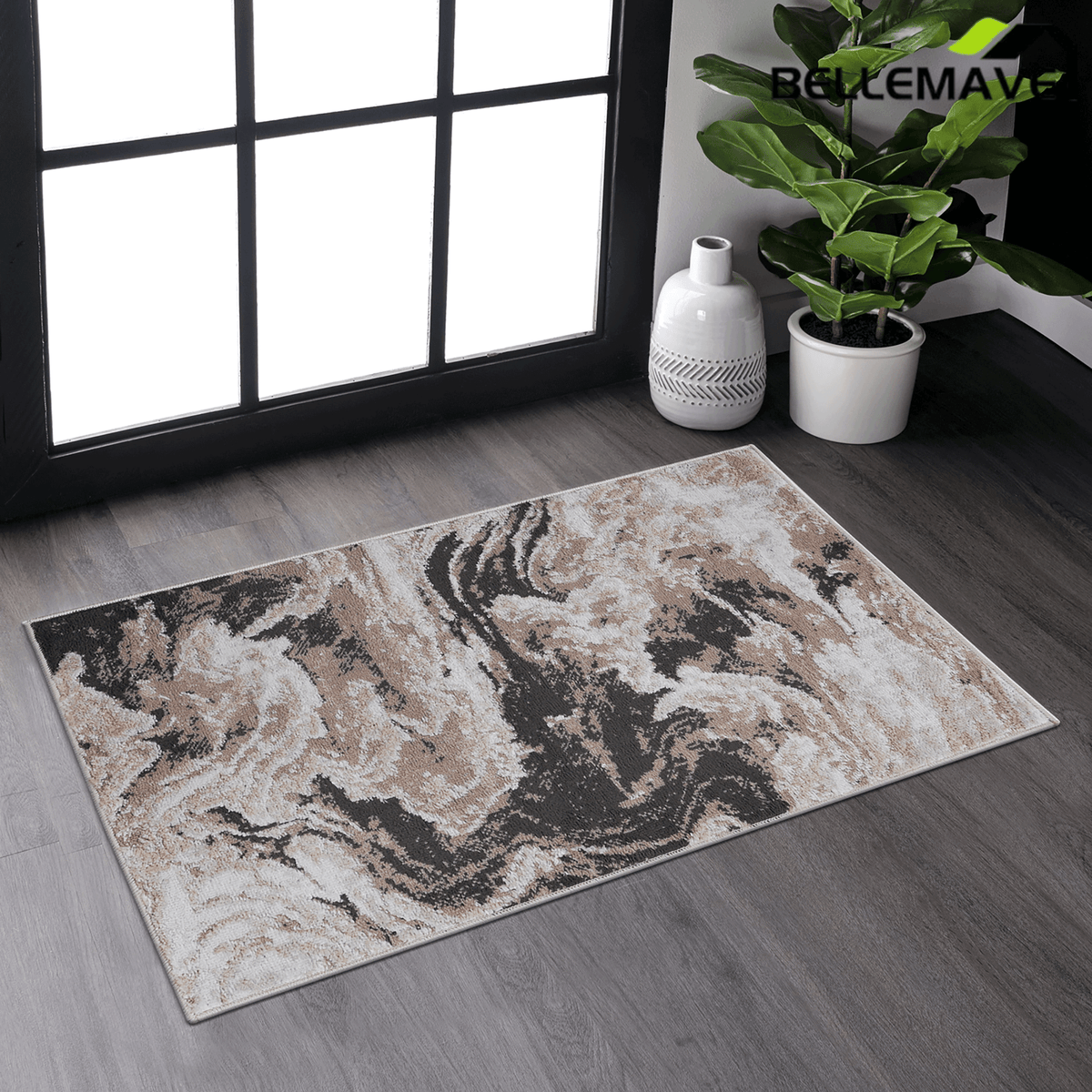 Bellemave® home decor, Collection 5X7 L.Brown /Abstract Non - Shedding Living Room Bedroom Dining Home Office Stylish and Stain Resistant Area Rug - Bellemave