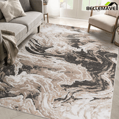 Bellemave® home decor, Collection 5X7 L.Brown /Abstract Non - Shedding Living Room Bedroom Dining Home Office Stylish and Stain Resistant Area Rug - Bellemave