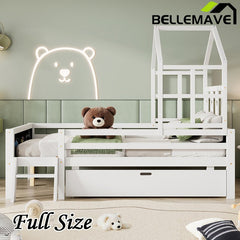 Bellemave® House Bed with 2 Blackboard Design, Ladder and Storage Drawers - Bellemave