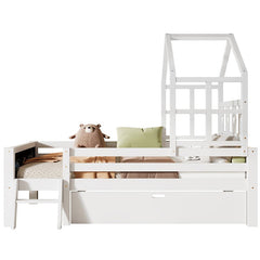 Bellemave® House Bed with 2 Blackboard Design, Ladder and Storage Drawers - Bellemave