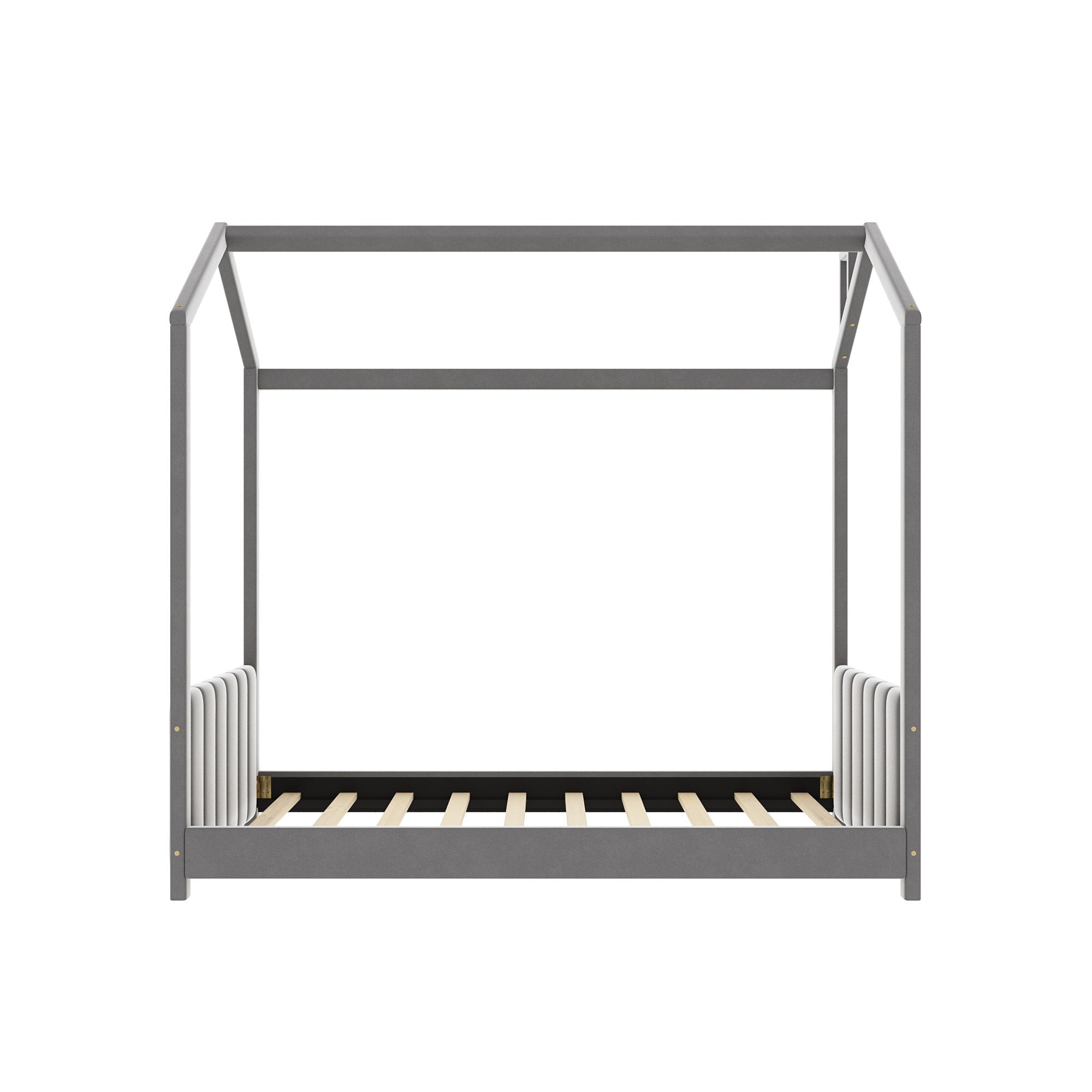 Bellemave® House Bed with Roof, Montessori Floor Bed, Platform Bed with Headboard & Footboard - Bellemave