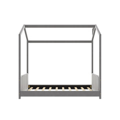 Bellemave® House Bed with Roof, Montessori Floor Bed, Platform Bed with Headboard & Footboard - Bellemave