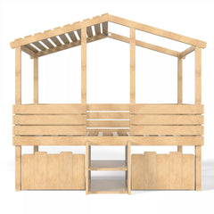 Bellemave® House Bed with Stairs & Storage Drawers for Kids, Wood Low Loft Bed Frame, House-shaped Roof, Childlike Design, Farmhouse Style - Bellemave