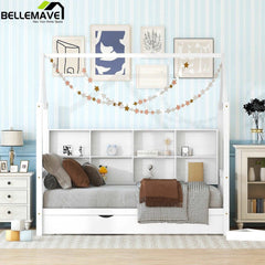 Bellemave® House Bed with Trundle Bed and Shelf - Bellemave