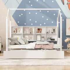 Bellemave® House Bed with Trundle Bed and Shelf - Bellemave