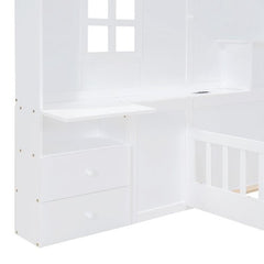 Bellemave® House Bed with Window and Bedside Drawers, Shelves and a set of Sockets and USB Port - Bellemave