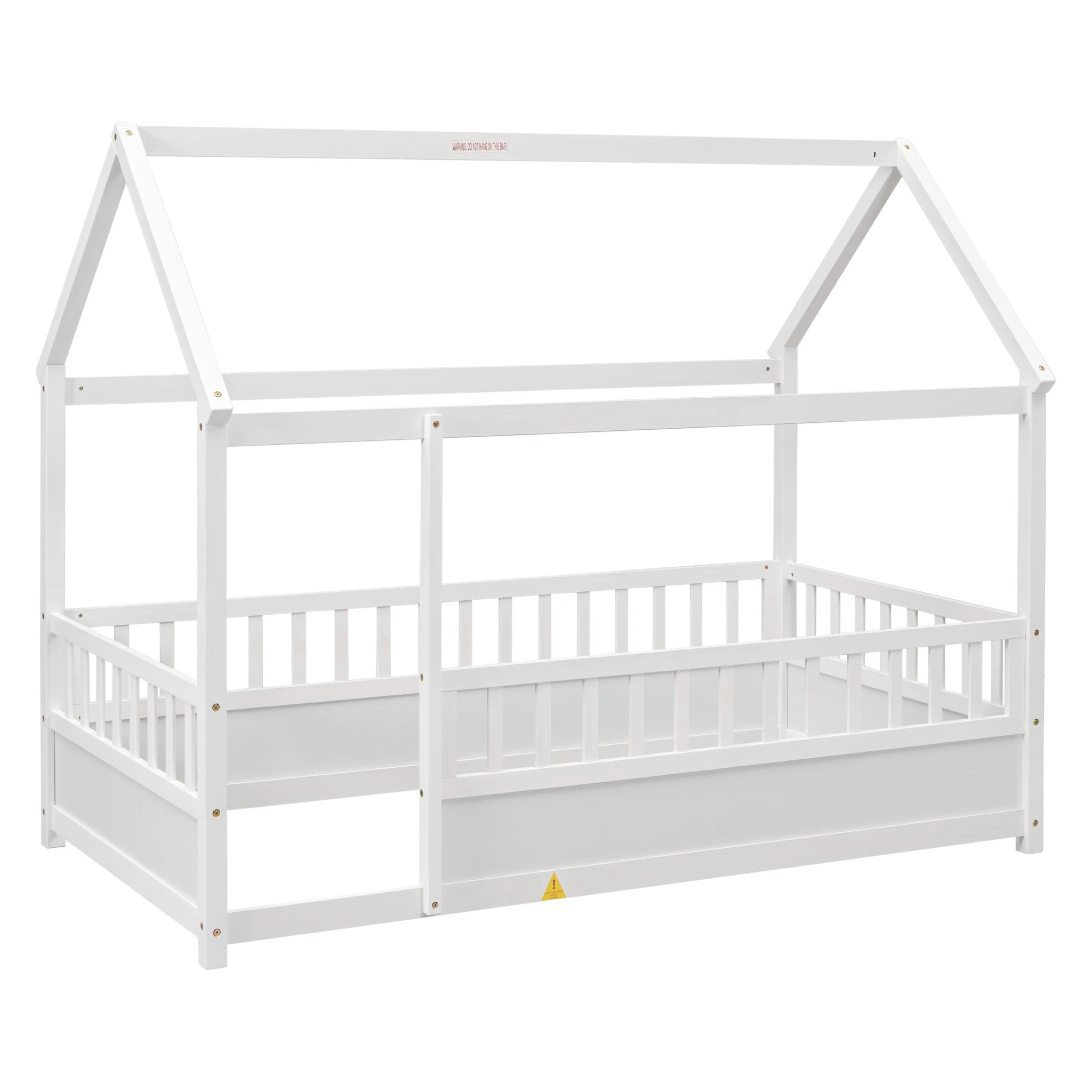 Bellemave® House Floor Bed with House Roof and Fence Guardrails - Bellemave