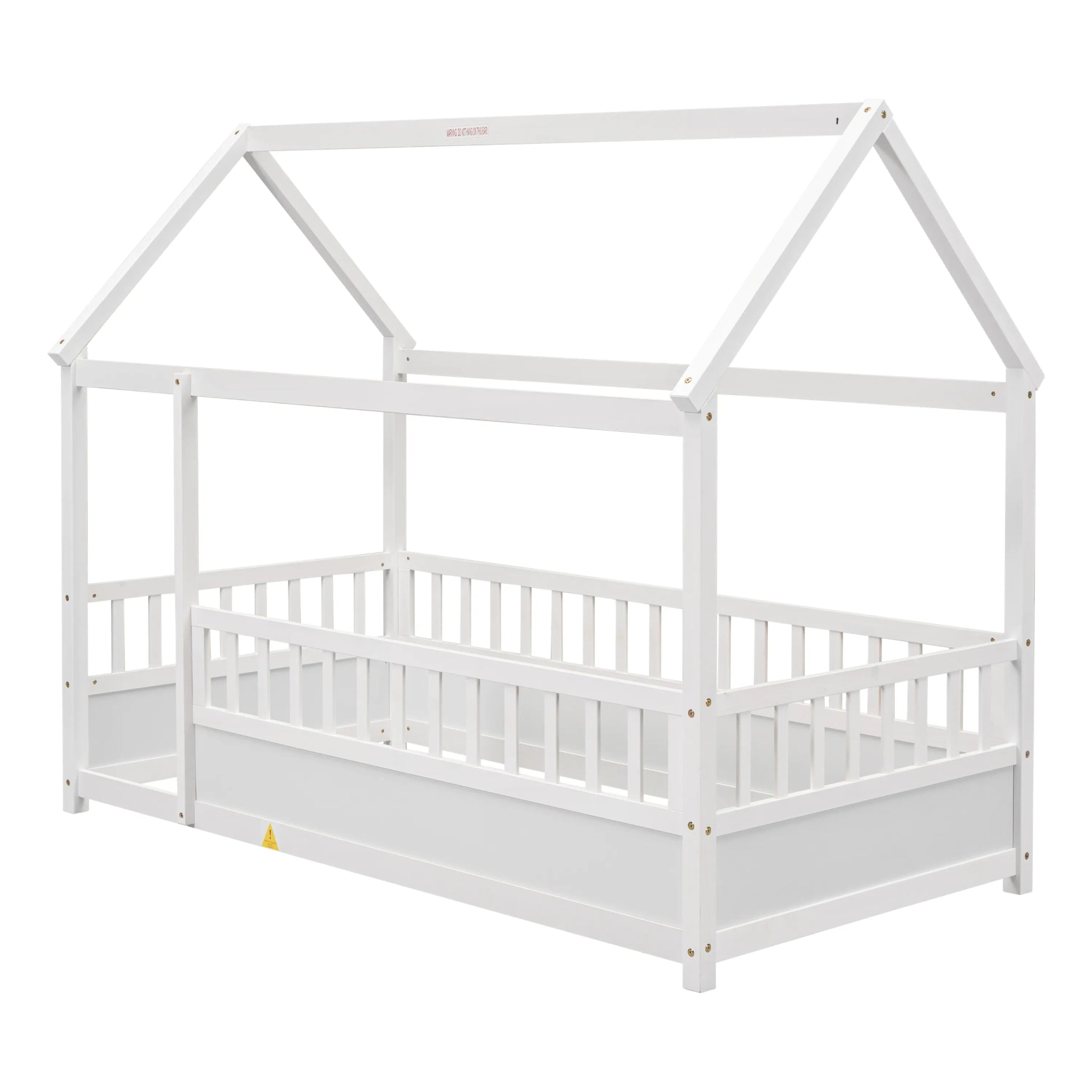 Bellemave® House Floor Bed with House Roof and Fence Guardrails - Bellemave
