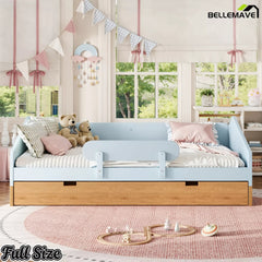 Full size house floor bed with guardrails