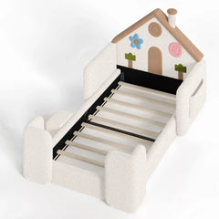 Bellemave® House Floor Bed with Upholstered Rails, Kids Floor Bed with Safety Side Rails, Upholstered Floor Bed Frame - Bellemave