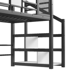 Bellemave® House Loft Bed Full Size, Full Size Loft Bed with Storage Stairs,Open Wardrobe and Slide,Black - Bellemave