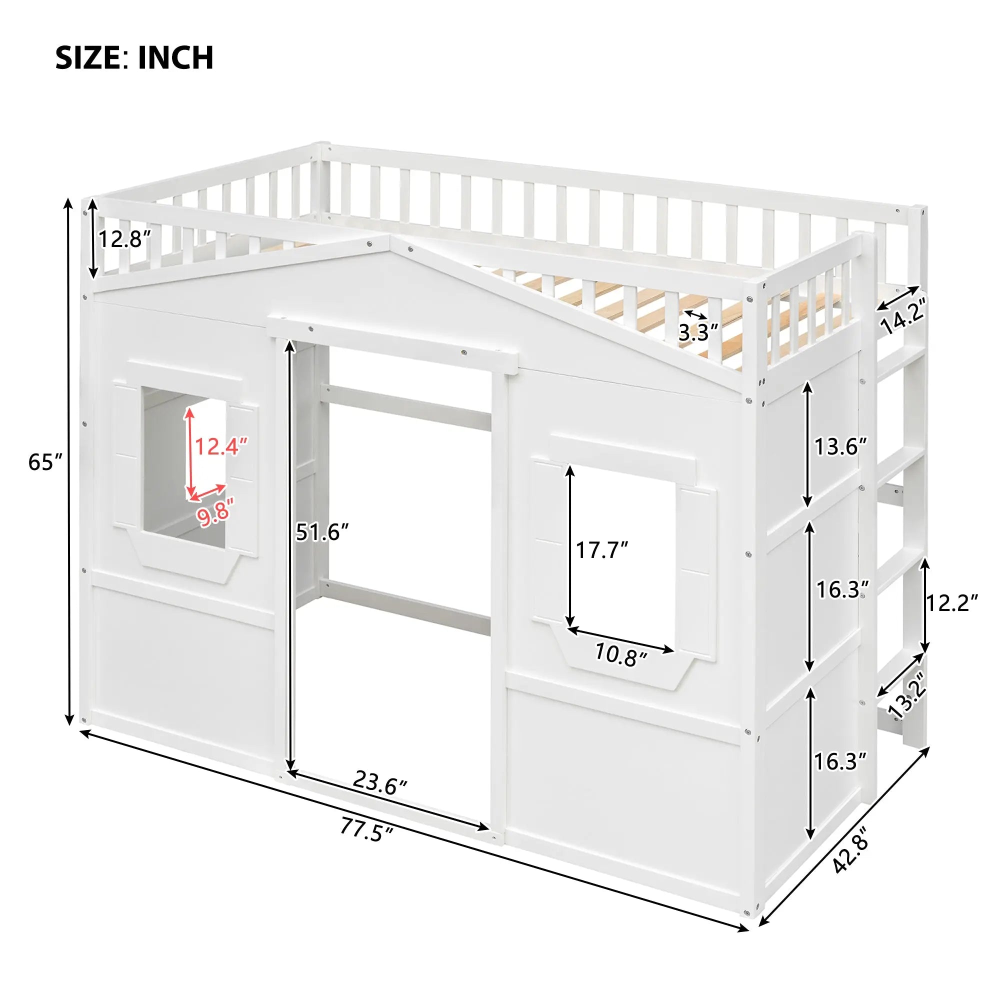 Bellemave® House Loft Bed with Ladder - Bellemave