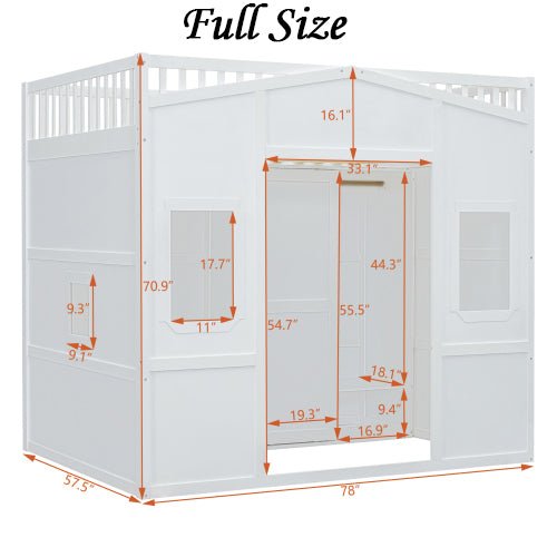 Bellemave® House Loft Bed With Ladder and Wardrobe - Bellemave