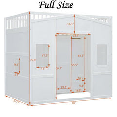 Bellemave® House Loft Bed With Ladder and Wardrobe - Bellemave