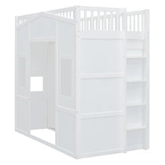Bellemave® House Loft Bed With Ladder and Wardrobe - Bellemave