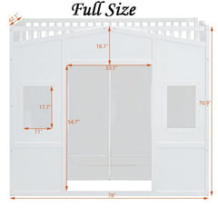Bellemave® House Loft Bed With Ladder and Wardrobe - Bellemave