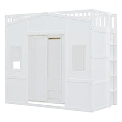 Bellemave® House Loft Bed With Ladder and Wardrobe - Bellemave