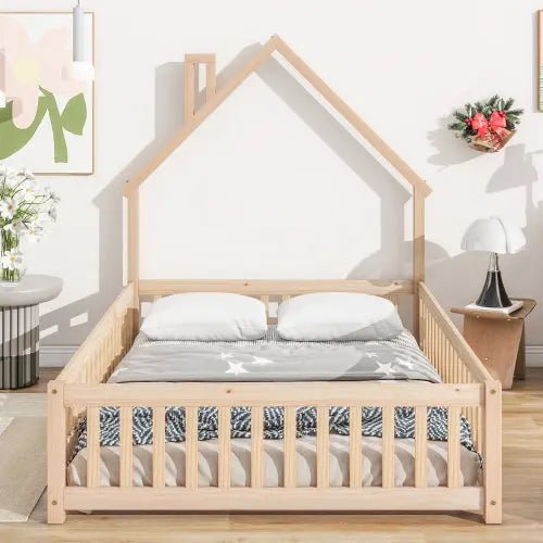 Bellemave® House - Shaped Headboard Floor Bed with Fence - Bellemave