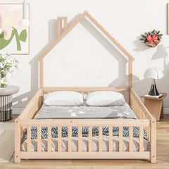 Bellemave® House - Shaped Headboard Floor Bed with Fence - Bellemave