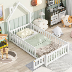 Bellemave® House - Shaped Headboard Floor Bed with Fence - Bellemave