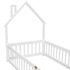 Bellemave® House - Shaped Headboard Floor Bed with Fence - Bellemave